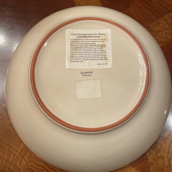 Lenox Poppies on Blue Terracotta Large 12” Pasta Serving Bowl Portugal Vintage - Picture 4 of 7